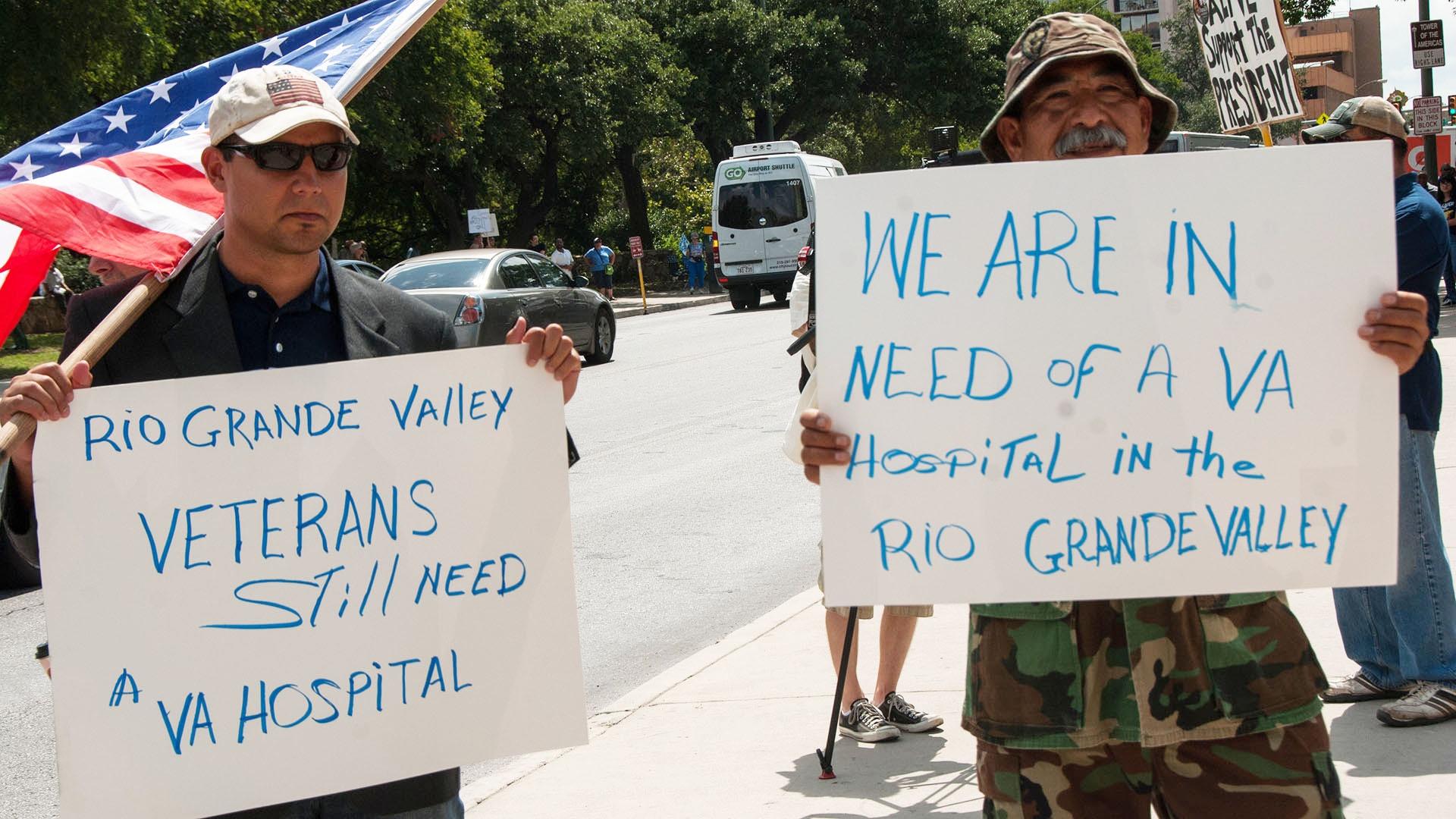 Veterans demand a VA hospital in the Rio Grande Valley in 2012.