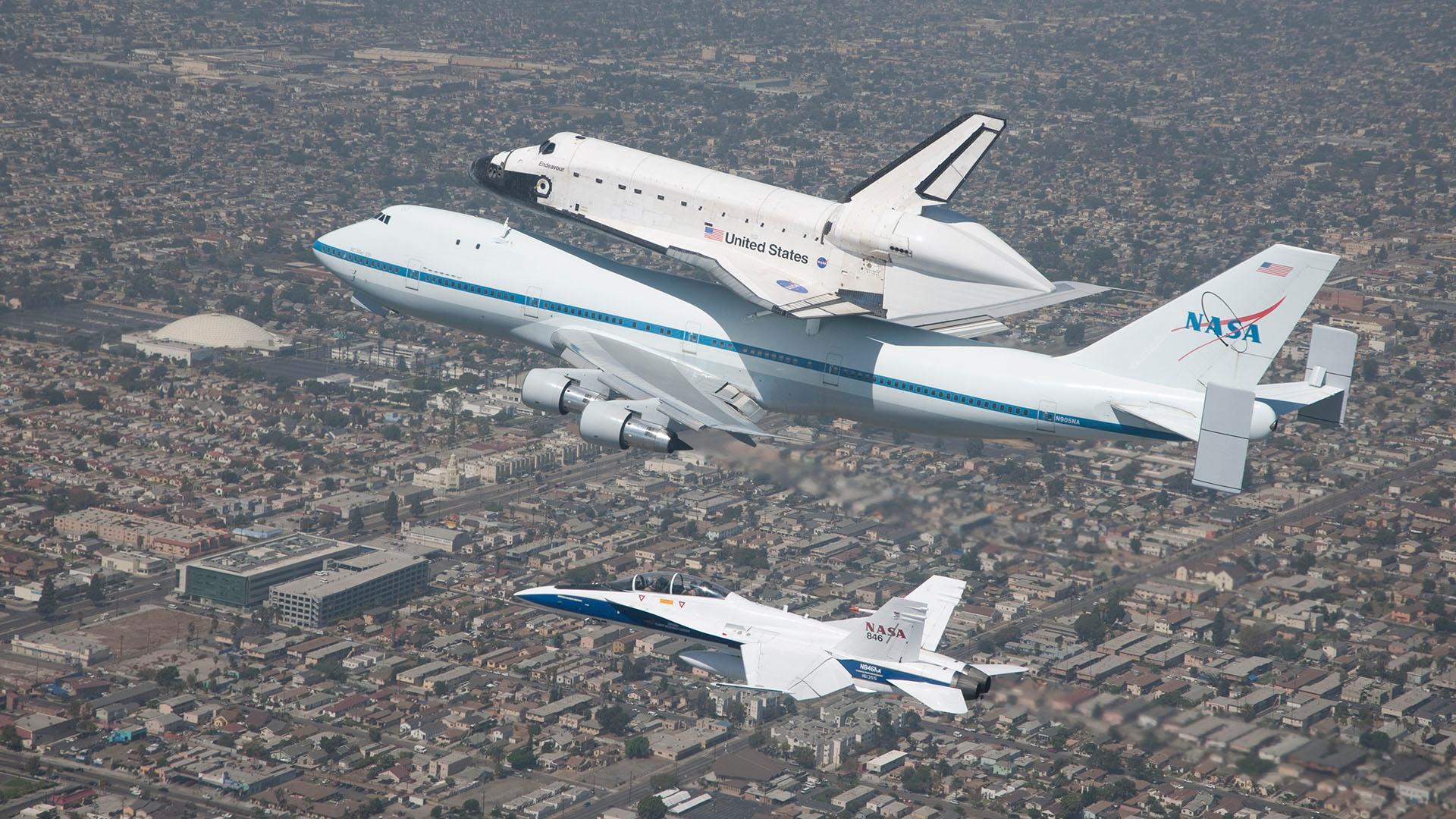 Space Shuttle Endeavour arrives to its final home in Los Angeles, c. 2012.
