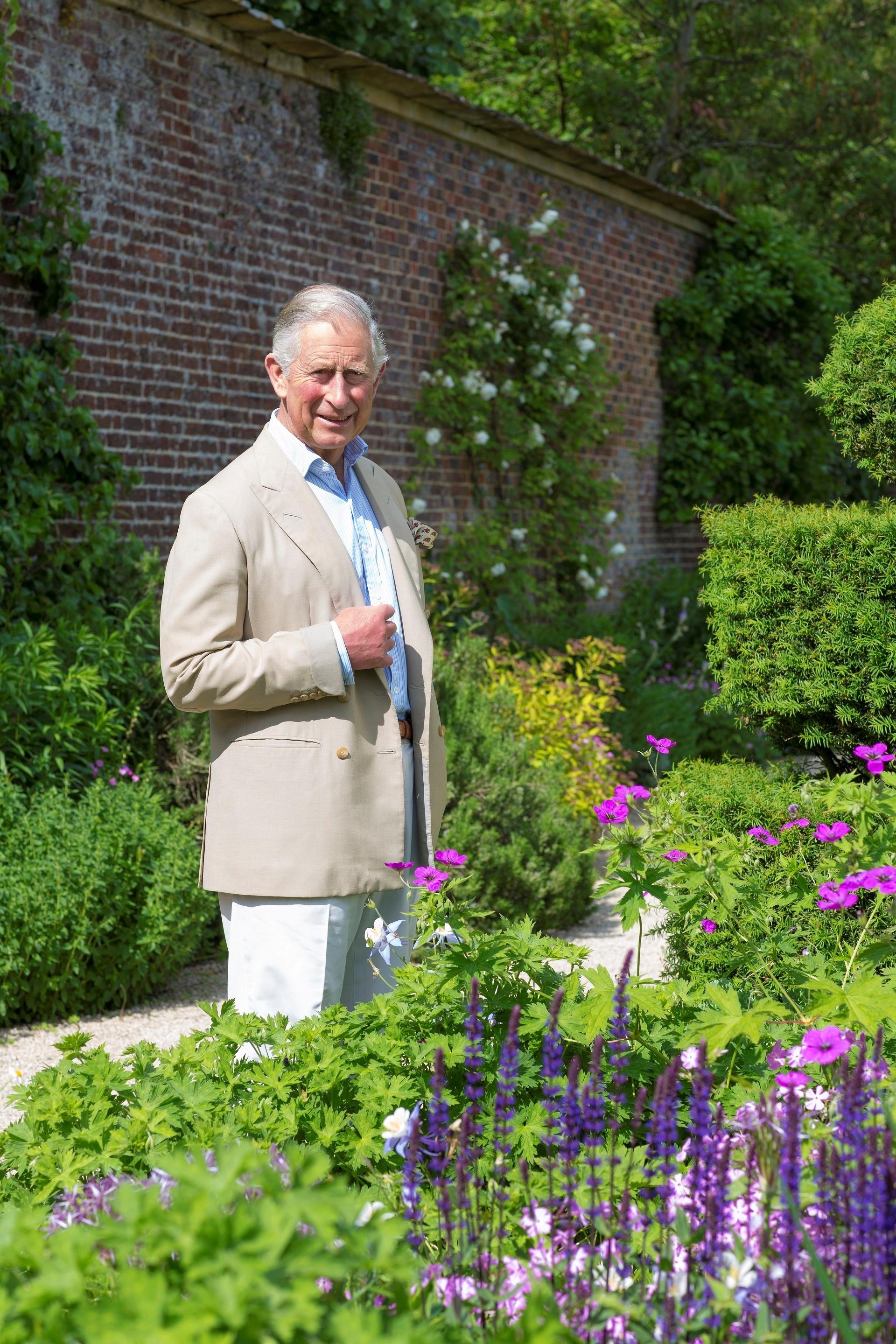 The Prince of Wales in the garden at Highgrove.