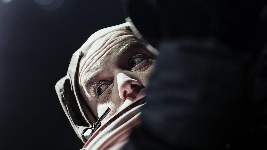 Buzz Aldrin (Jack Tarlton) on board the Command Service Module during the Apollo 11 mission.