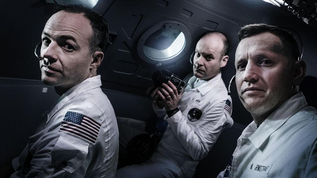 The crew of Apollo 11, Michael Collins, Neil Armstrong and Buzz Aldrin.