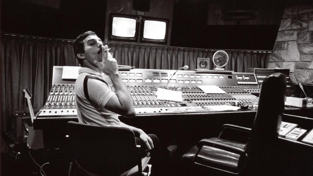 Freddie Mercury of Queen at a recording studio the band owned in Montreux, Switzerland, in 1982