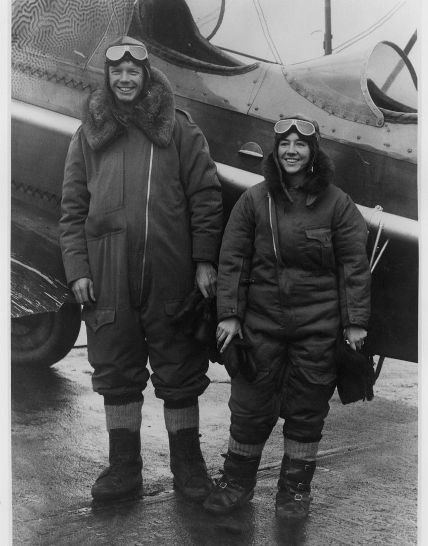 Charles A. Lindbergh and Anne Morrow Lindbergh in flight gear, 1931.