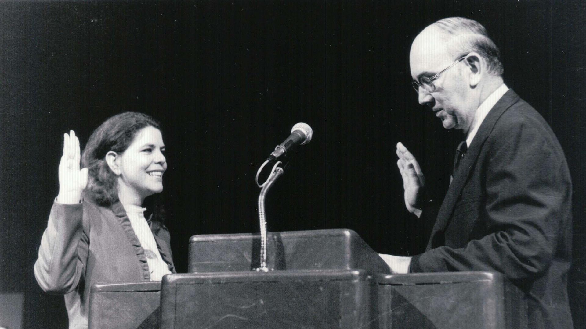 Wilma Mankiller is sworn into office as Deputy Chief in 1983.
