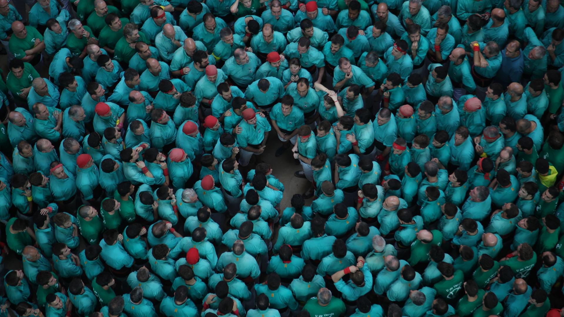 Shape: A team in Catalonia prepares to build a human tower.
