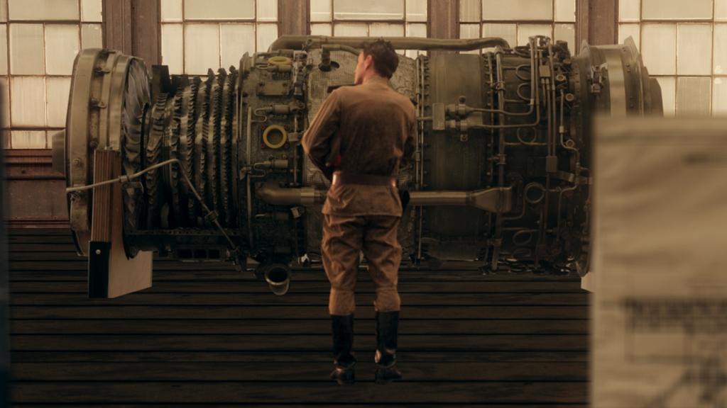 Koralev inspecting his rocket engine