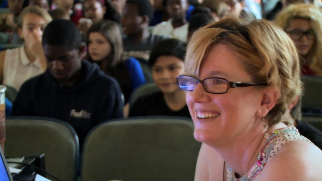 School librarian Elissa Malespina helps students and teachers get comfortable using technology.