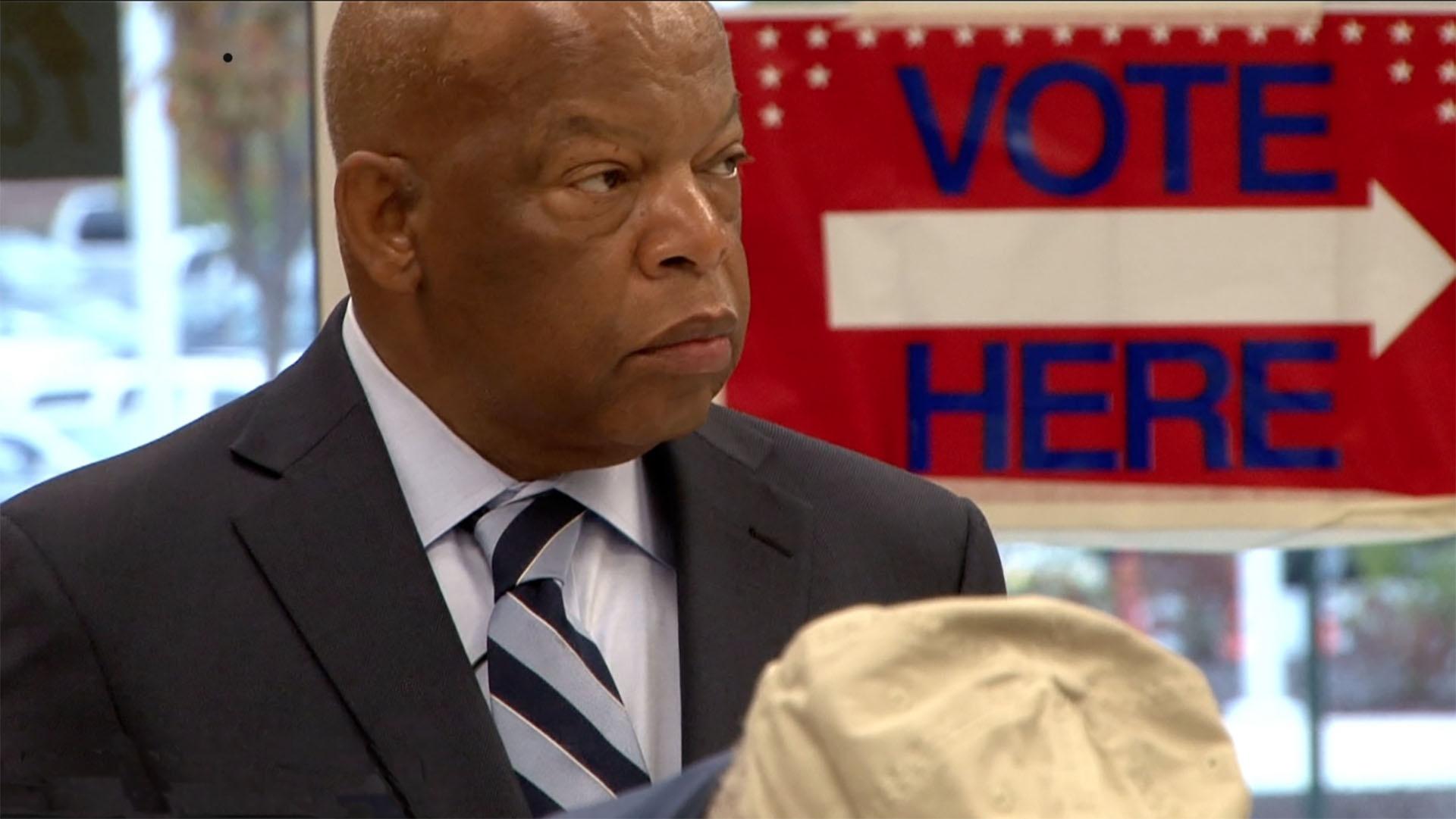 Lewis about to vote at his polling station in Atlanta, GA.