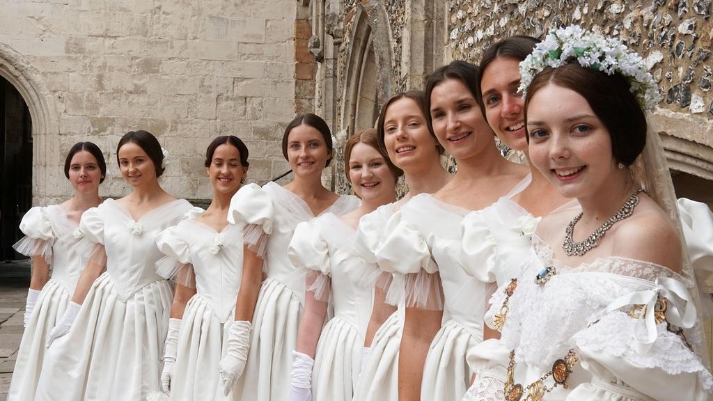 Queen Victoria with her bridesmaids.
