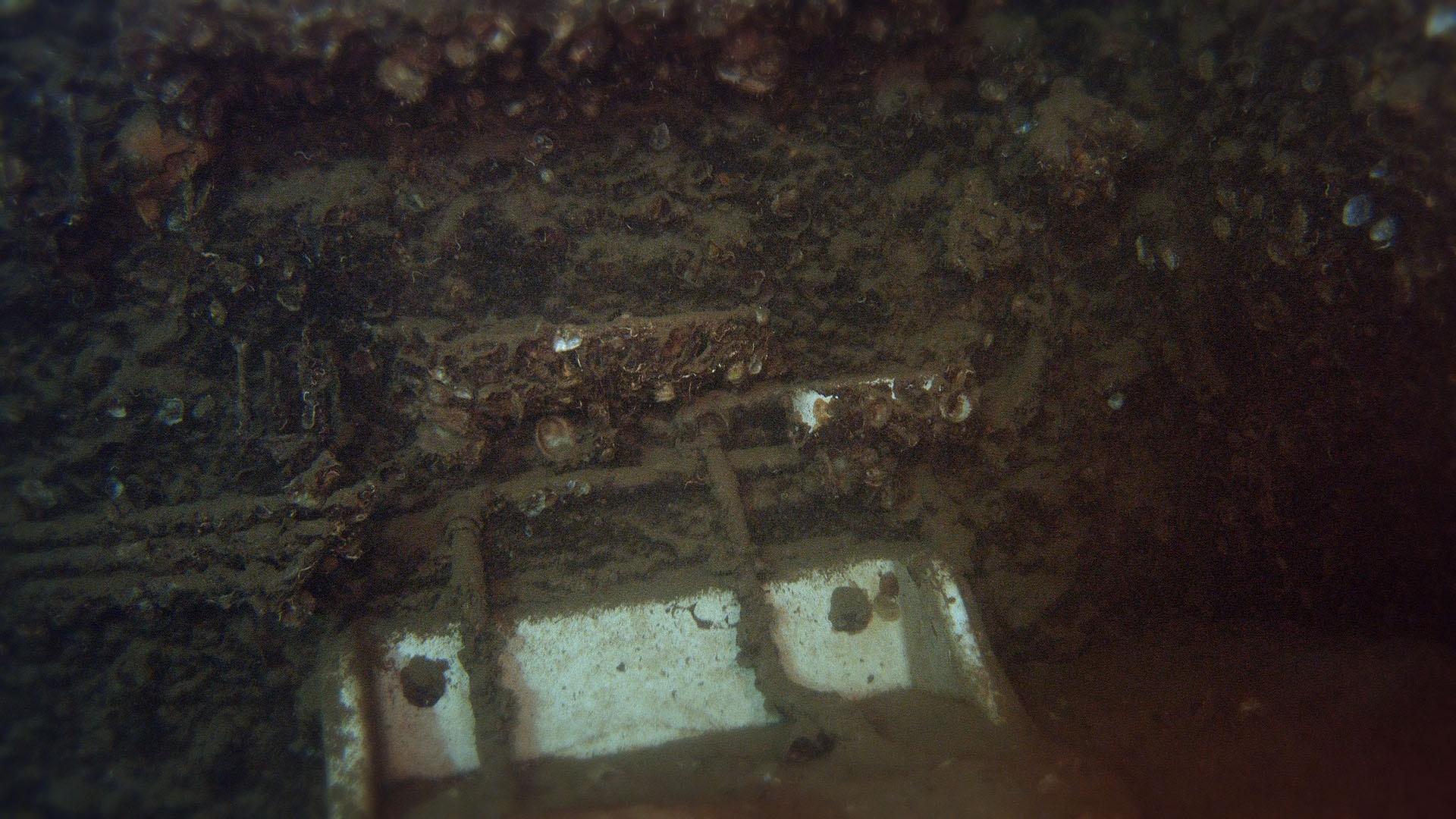 A sink within the USS Arizona; porcelain does not collect marine growth.
