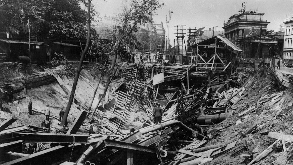 Berlin train station construction caved in at the "Hermann-Goering-Strasse."