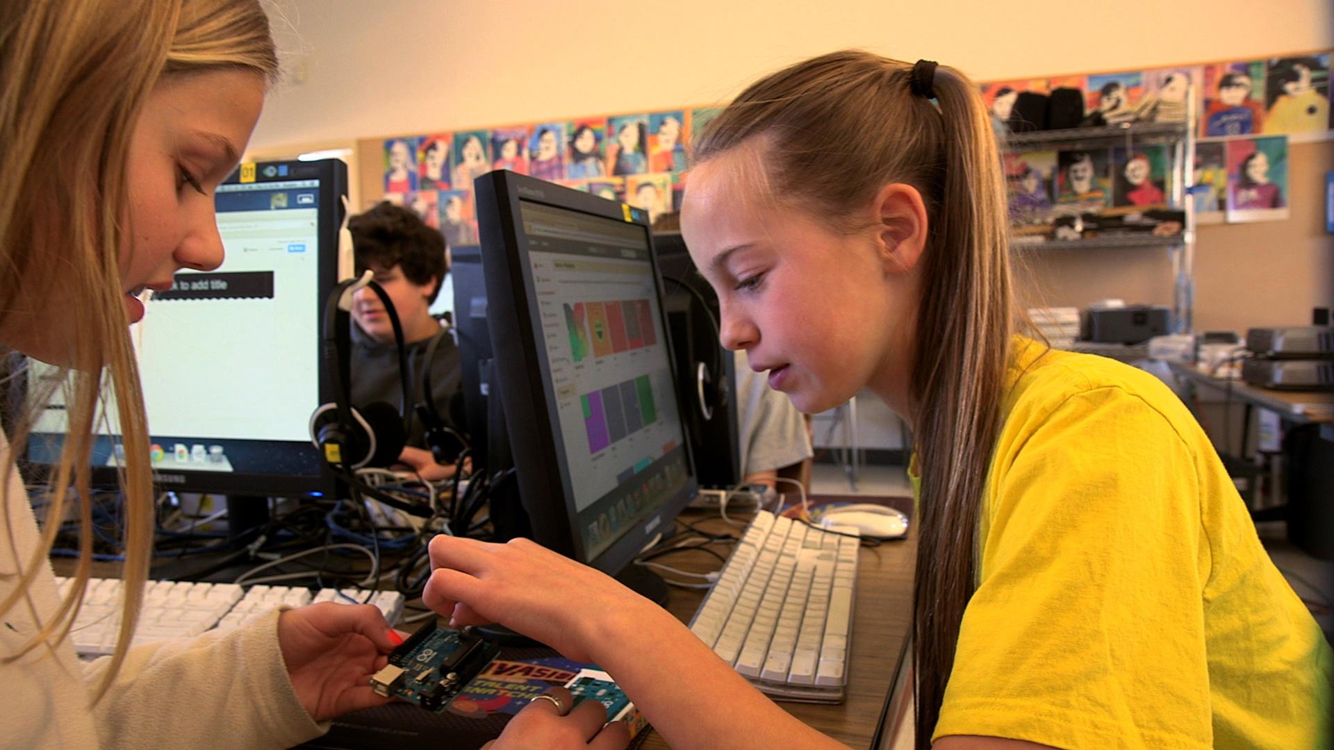 Students learn how to be computer programmers in the Los Altos School District.