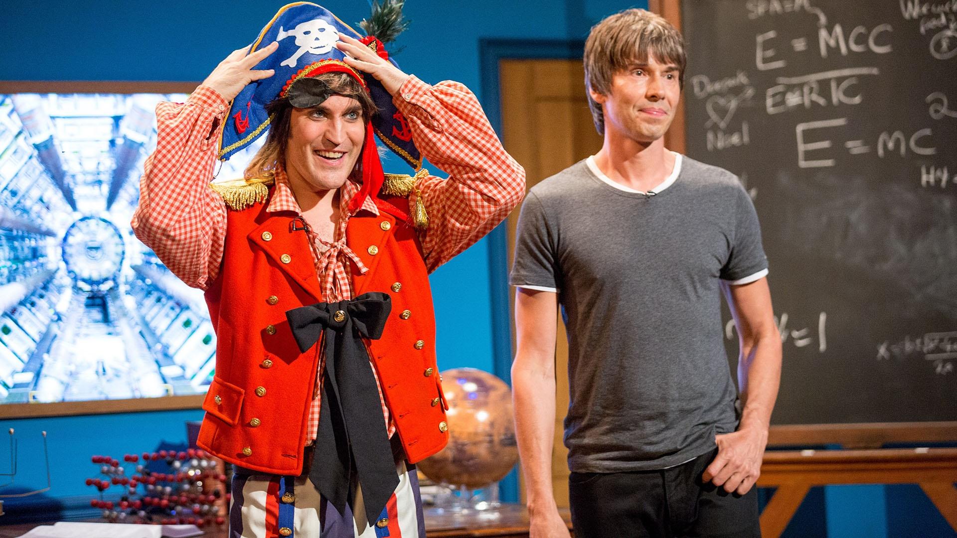Brian Cox and Noel Fielding dressed as a pirate