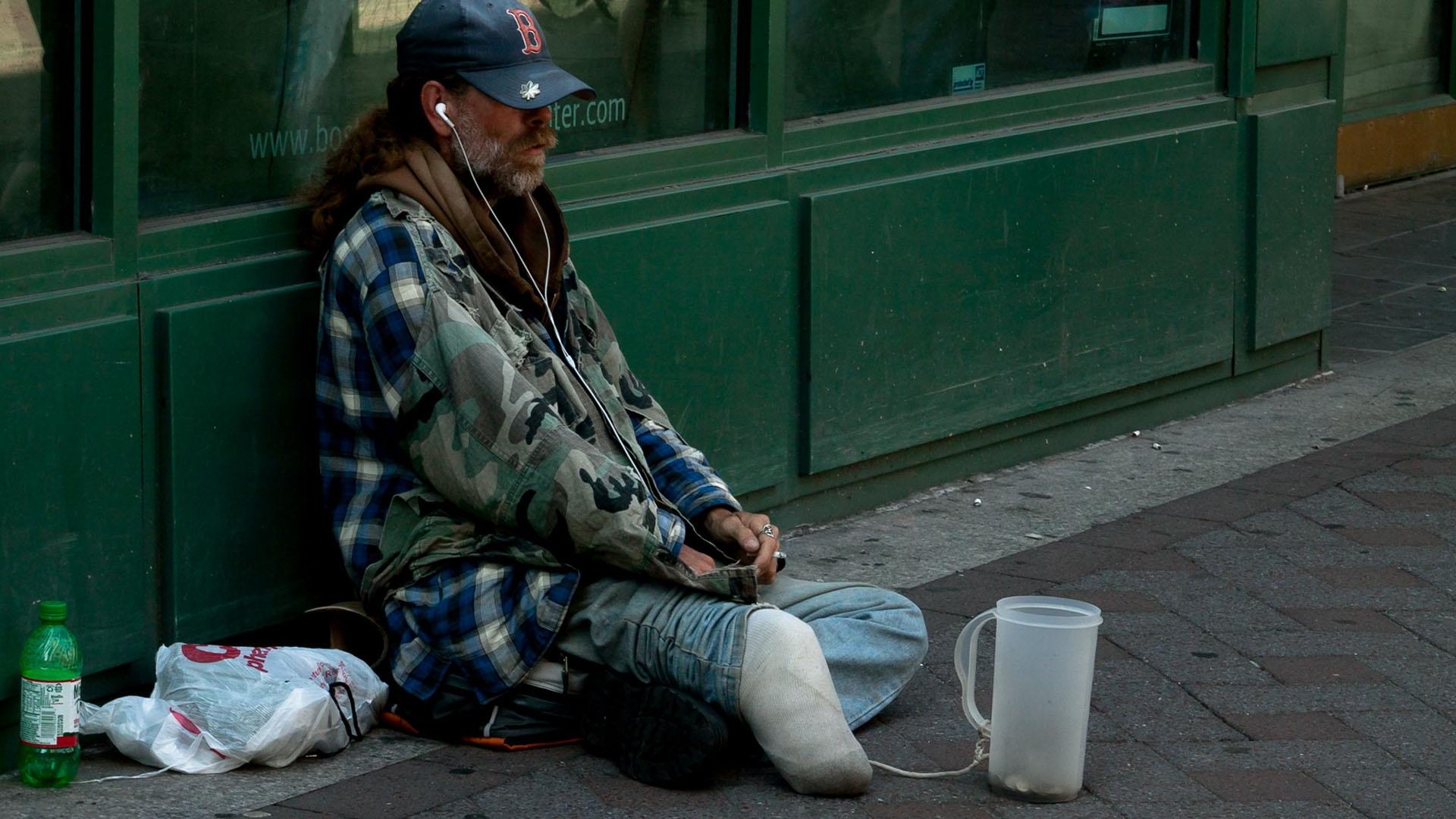 A homeless veteran looking for assistance.