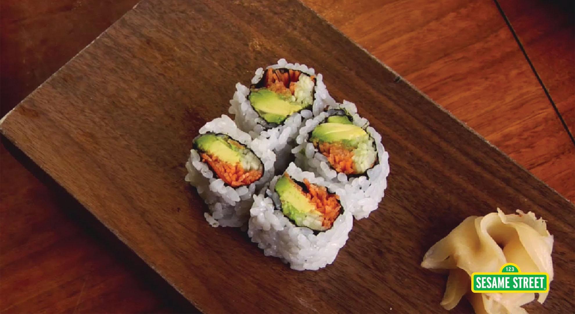 How to Make a Vegetable Sushi Roll | Sesame Street | PBS LearningMedia