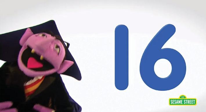 sesame street number of the day 16