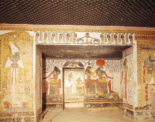 Nefertari playing senet, detail of a wall painting from the Tomb of ...