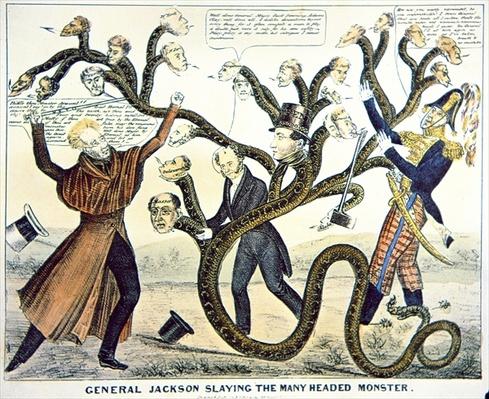 'Jackson slaying the many headed monster', 1828 (colour litho) by ...