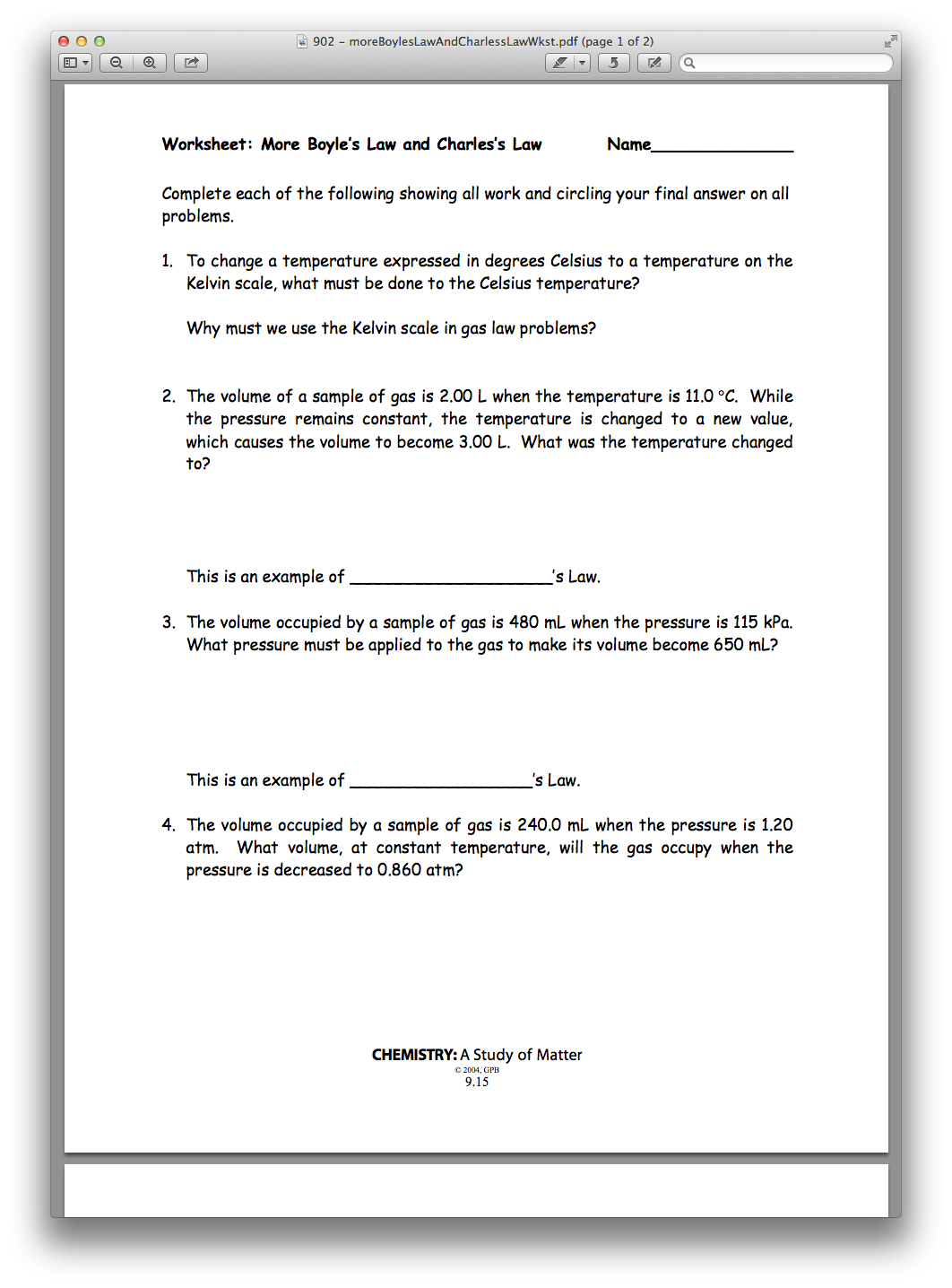 Charles Law Worksheet Answers Promotiontablecovers