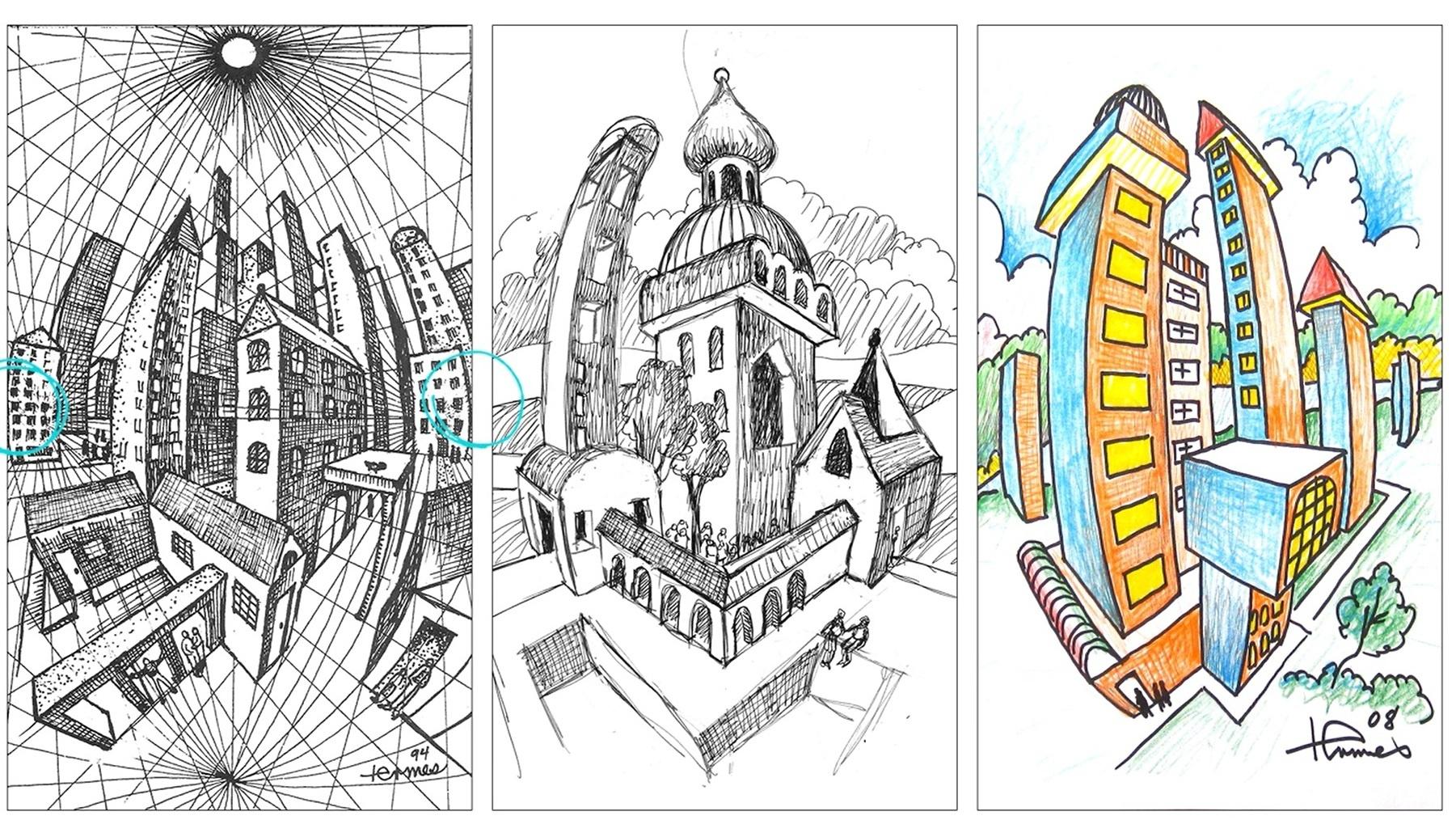 Beyond Architectural Illustration: Perspective - One Point Perspective -  Using a Diagonal Vanishing Point