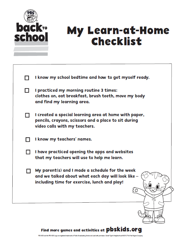 Back-to-School Planner and Checklist | PBS KIDS | PBS LearningMedia