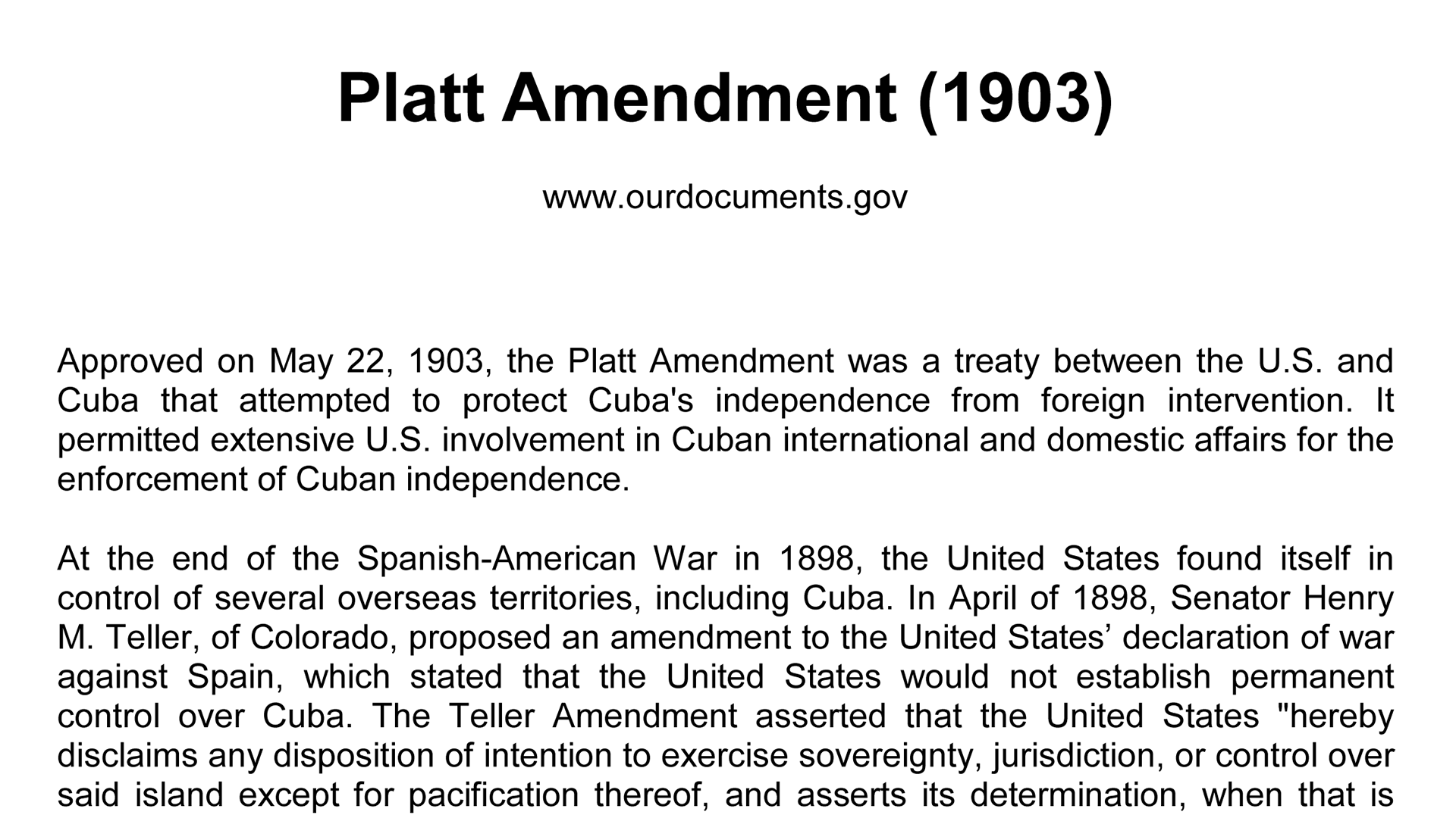 under the platt amendment