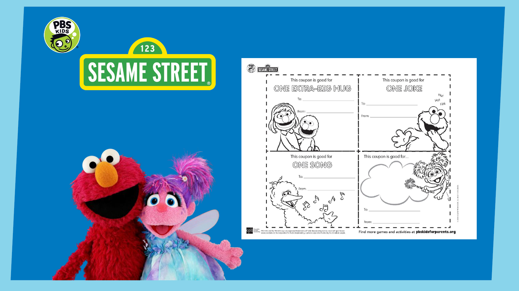 Printable Coupons Sesame Street PBS LearningMedia