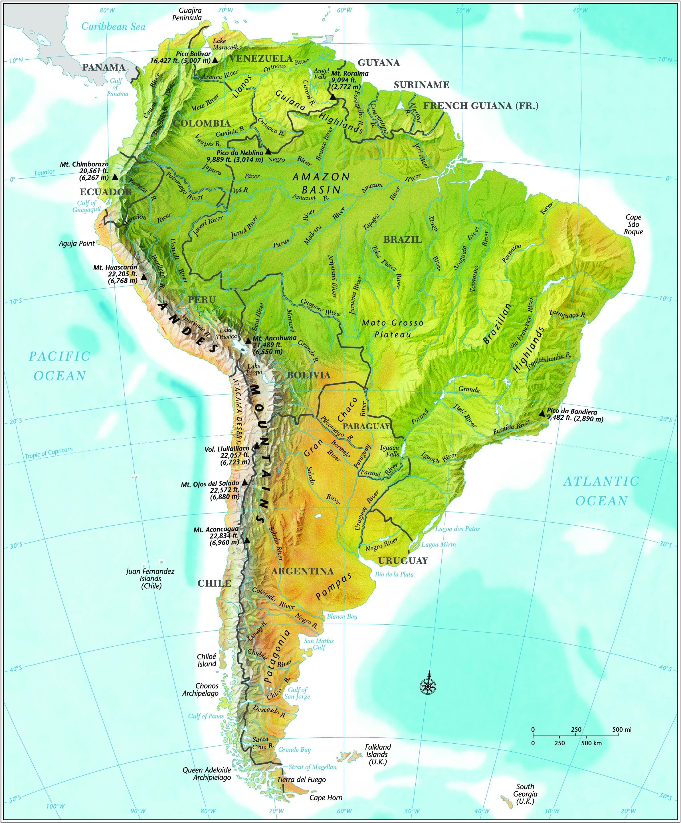 Andes Mountains On South America Map New Orleans Zip Code Map Vrogue   South America Relief Map 