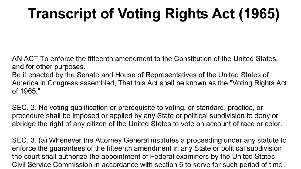 Voting Rights Act Of 1965 Document Compromised Compliance: