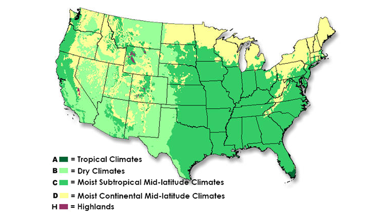 climate map of the us Major U S Climate Zones Pbs Learningmedia climate map of the us
