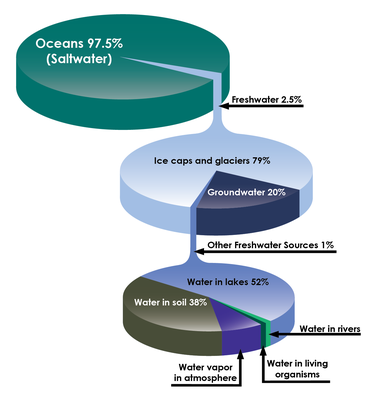 Saltwater And Freshwater Distribution On Earth 