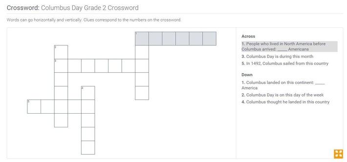 Columbus Day Grade 2 Word Search Social Studies Interactive PBS 