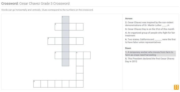Cesar Chavez | Grade 3 Word Search | Social Studies | Interactive | PBS