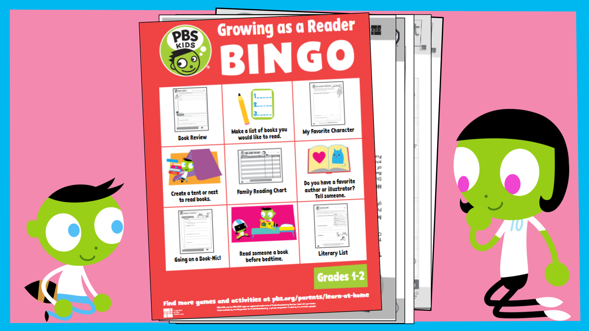 Growing as a Writer Bingo: Grades 1 and 2, PBS KIDS