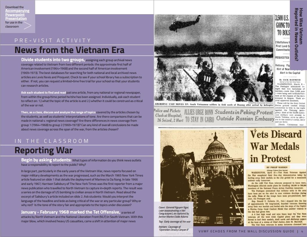 News Stories Of Vietnam: Discussion Guide | Vietnam Veterans Memorial ...