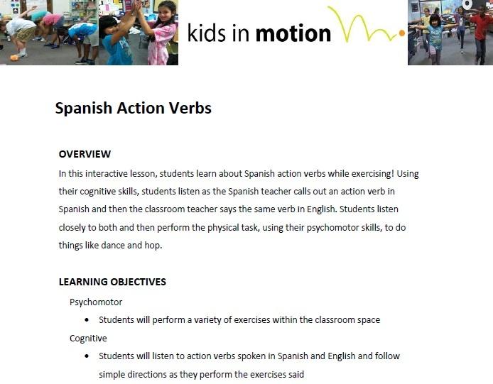 Spanish Action Verbs Lesson Plan PBS LearningMedia