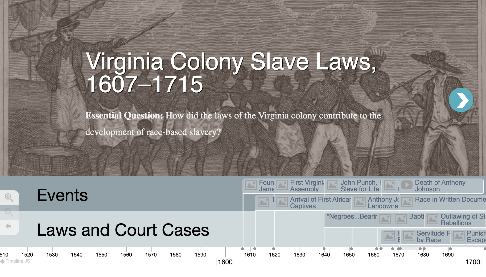 Virginia Colony Slave Laws 1607 1705 Interactive Timeline PBS 