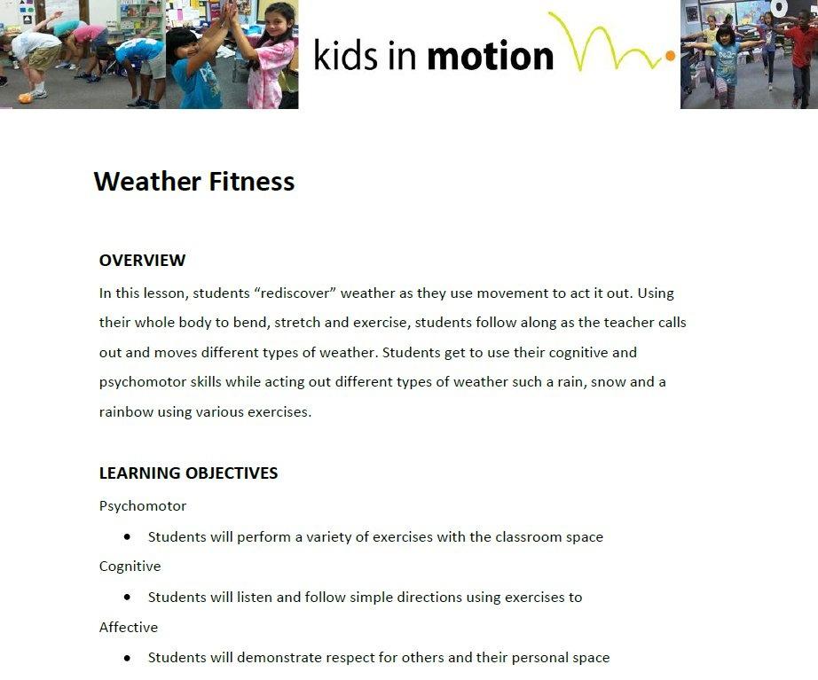 Kids In Motion Weather Fitness Lesson Plan Pbs Learningmedia