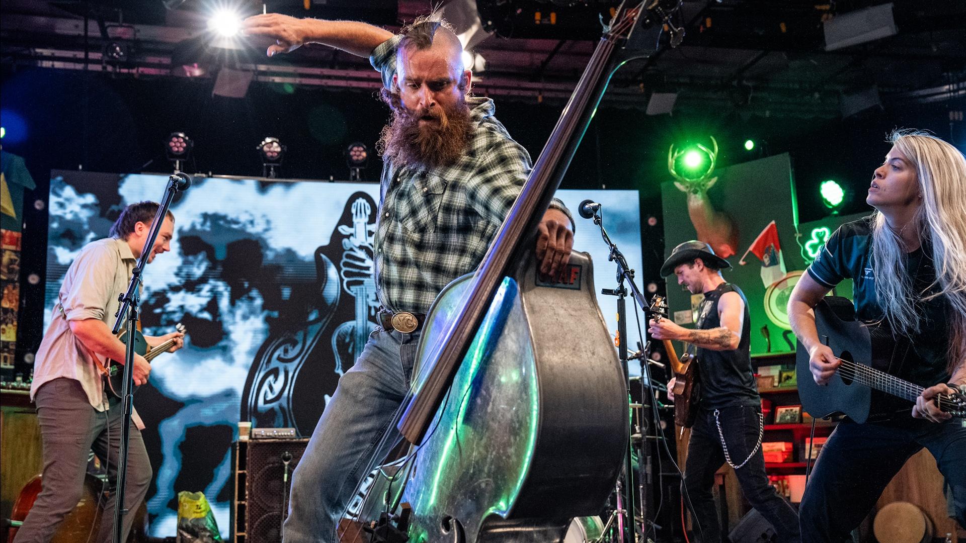 Tan and Sober Gentlemen performing on the set of Shaped by Sound.