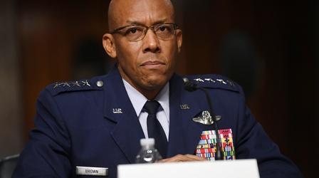 Video thumbnail: PBS NewsHour Gen. Brown on extremism in the Air Force, threats from China