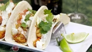 Shrimp Tacos with Cilantro Cream