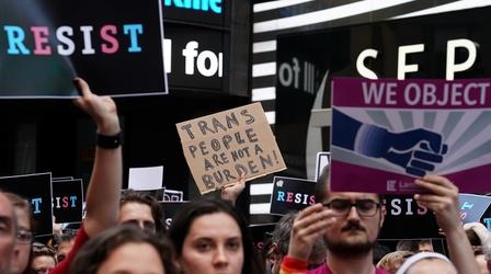 Video thumbnail: PBS NewsHour Trump signs new policy that would ban most trans troops