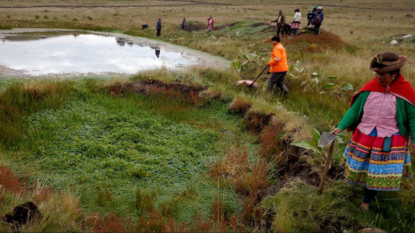Engineer Magdalena Machaca Mendieta explains how she builds lagoons to harvest rainwater.