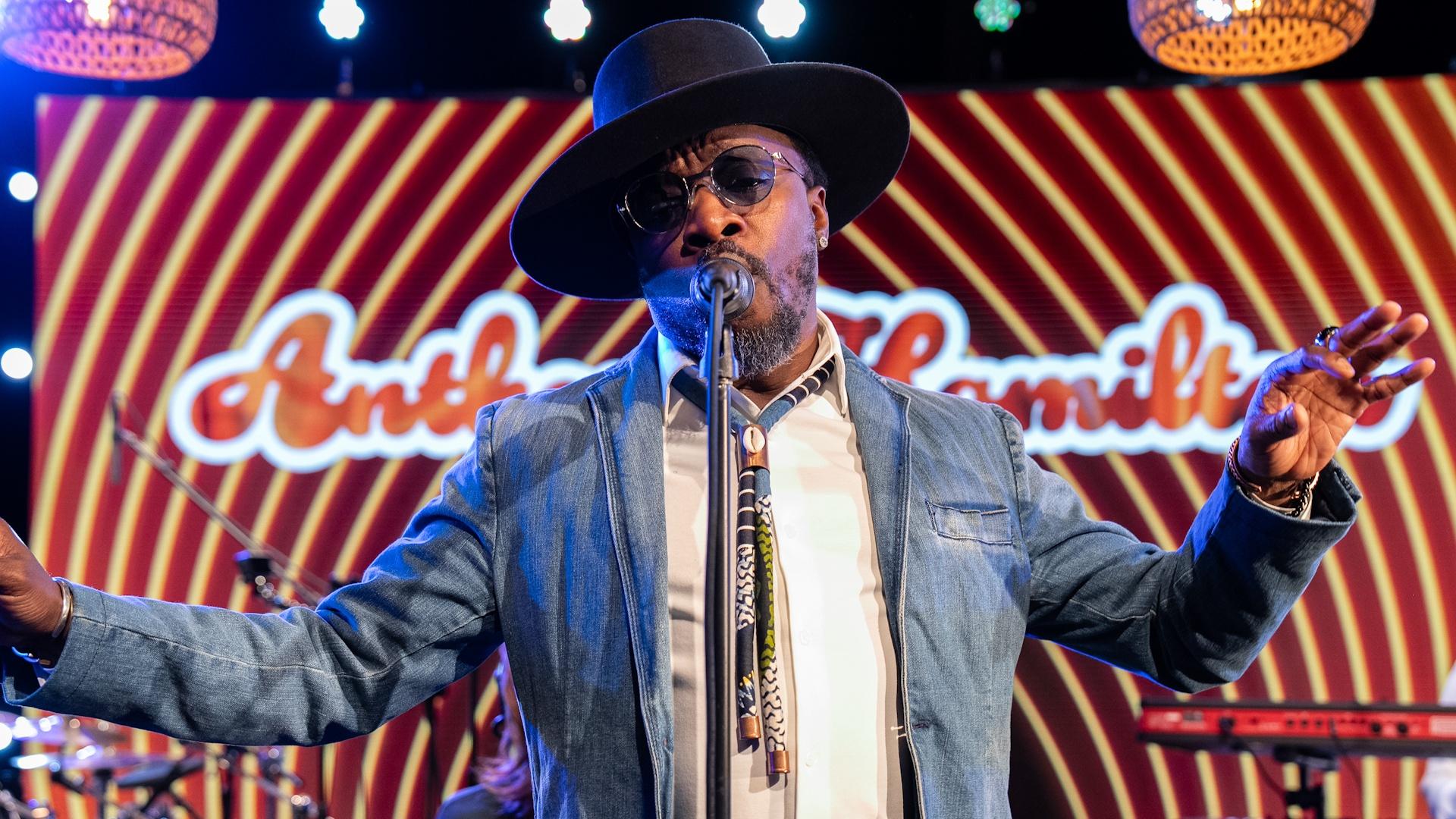 Singer Anthony Hamilton on the set of Shaped by Sound.