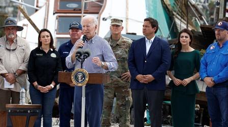 Video thumbnail: PBS NewsHour Pres. Biden surveys catastrophic hurricane damage in Florida