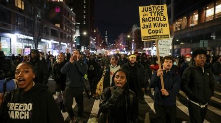 Video thumbnail: PBS NewsHour Sixth police officer suspended following Tyre Nichols death