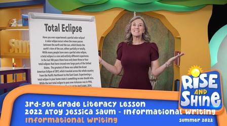 Video thumbnail: Rise and Shine Jessica Saum - Informational Writing