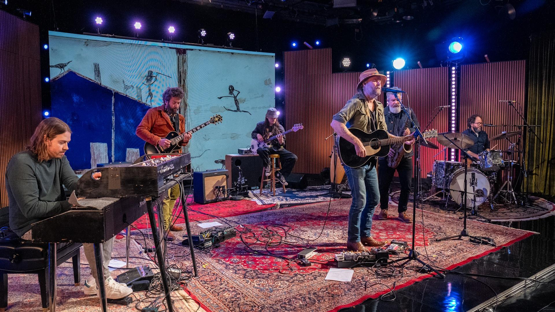 Hiss Golden Messenger on the set of Shaped by Sound.
