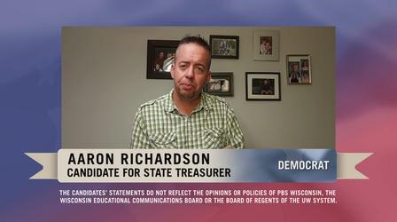 Video thumbnail: PBS Wisconsin Public Affairs 2022 Candidate Statement: Aaron Richardson