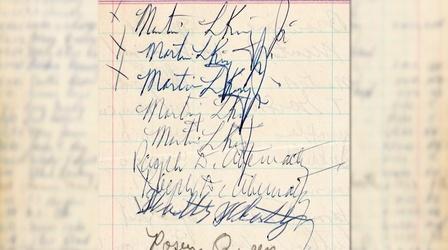 Video thumbnail: PBS NewsHour Rare Martin Luther King, Jr. signatures found in jail log
